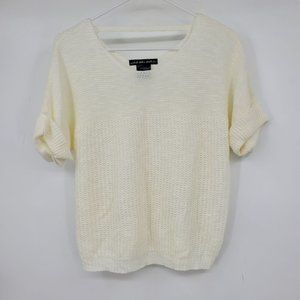 United States Sweaters Cream Short Sleeved Knit Sweater Top Small